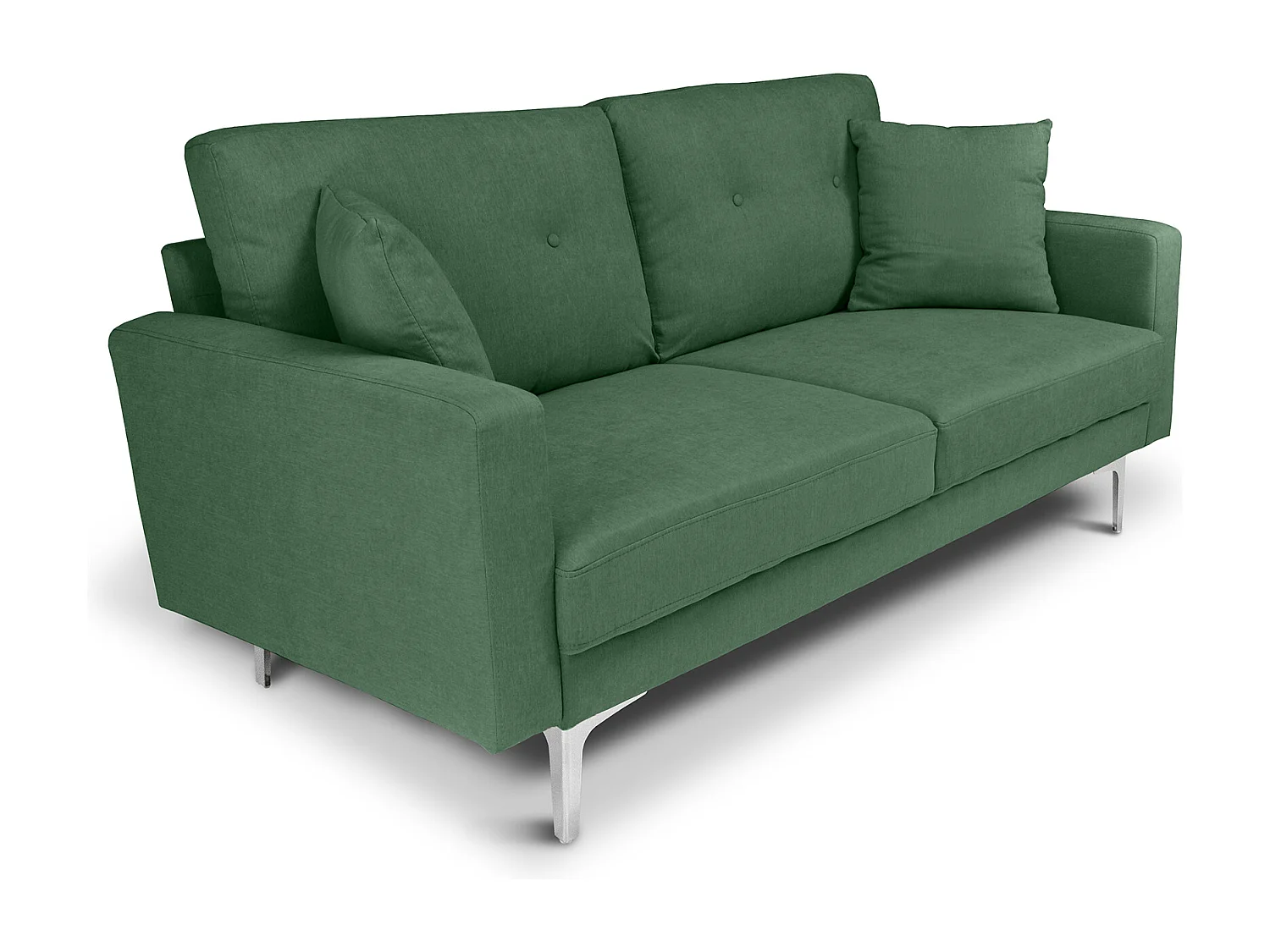 Divano 3 posti in tessuto vellutato verde abete piedi in metallo - Chloe