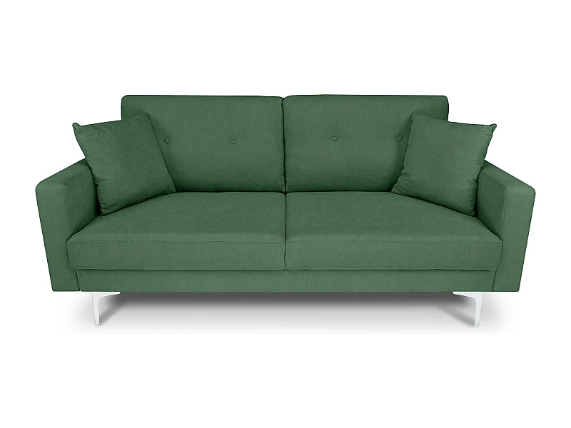 Divano 3 posti in tessuto vellutato verde abete piedi in metallo - Chloe
