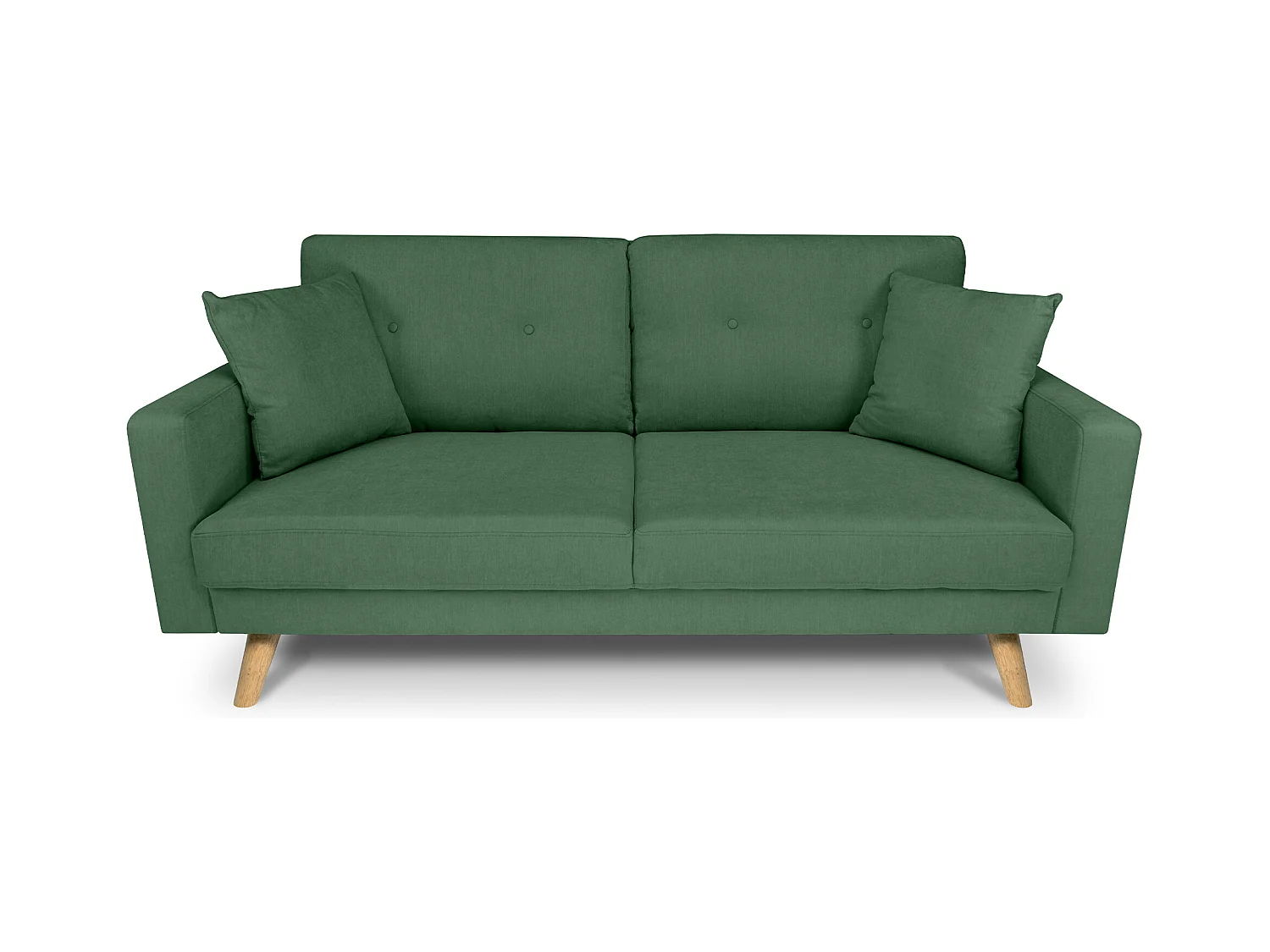 Divano 3 posti in tessuto vellutato verde abete piedi in legno - Chloe