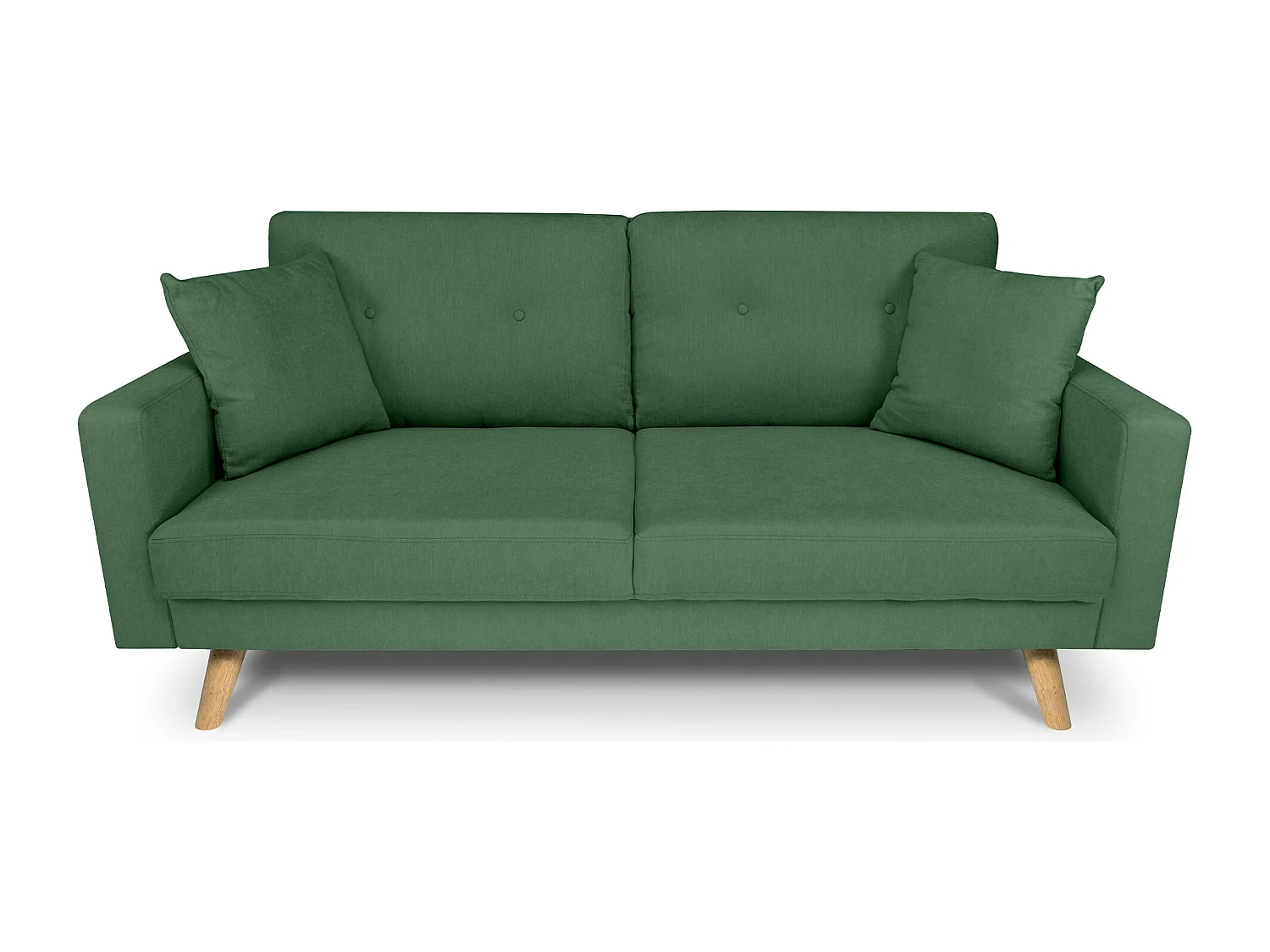 Divano 3 posti in tessuto vellutato verde abete piedi in legno - Chloe