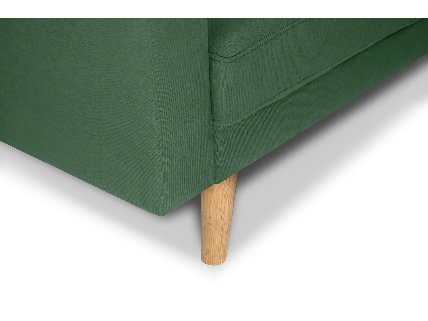 Divano 3 posti in tessuto vellutato verde abete piedi in legno - Chloe