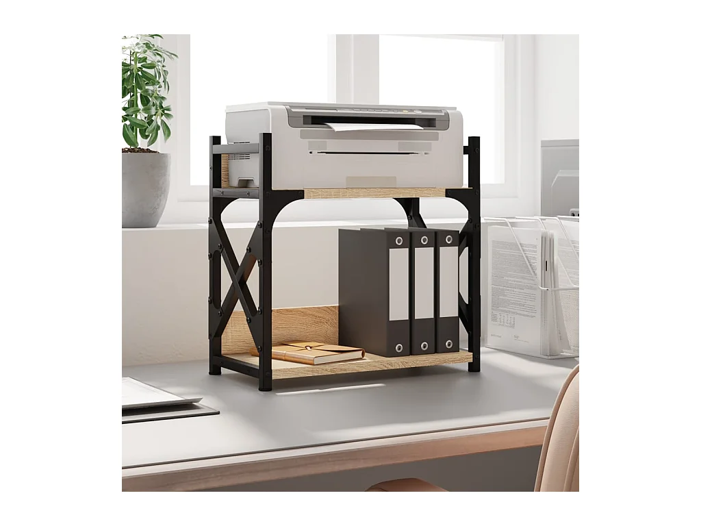 Prolenta Premium -  Support d'imprimante à 2 niveaux chêne sonoma 40x20x40 cm