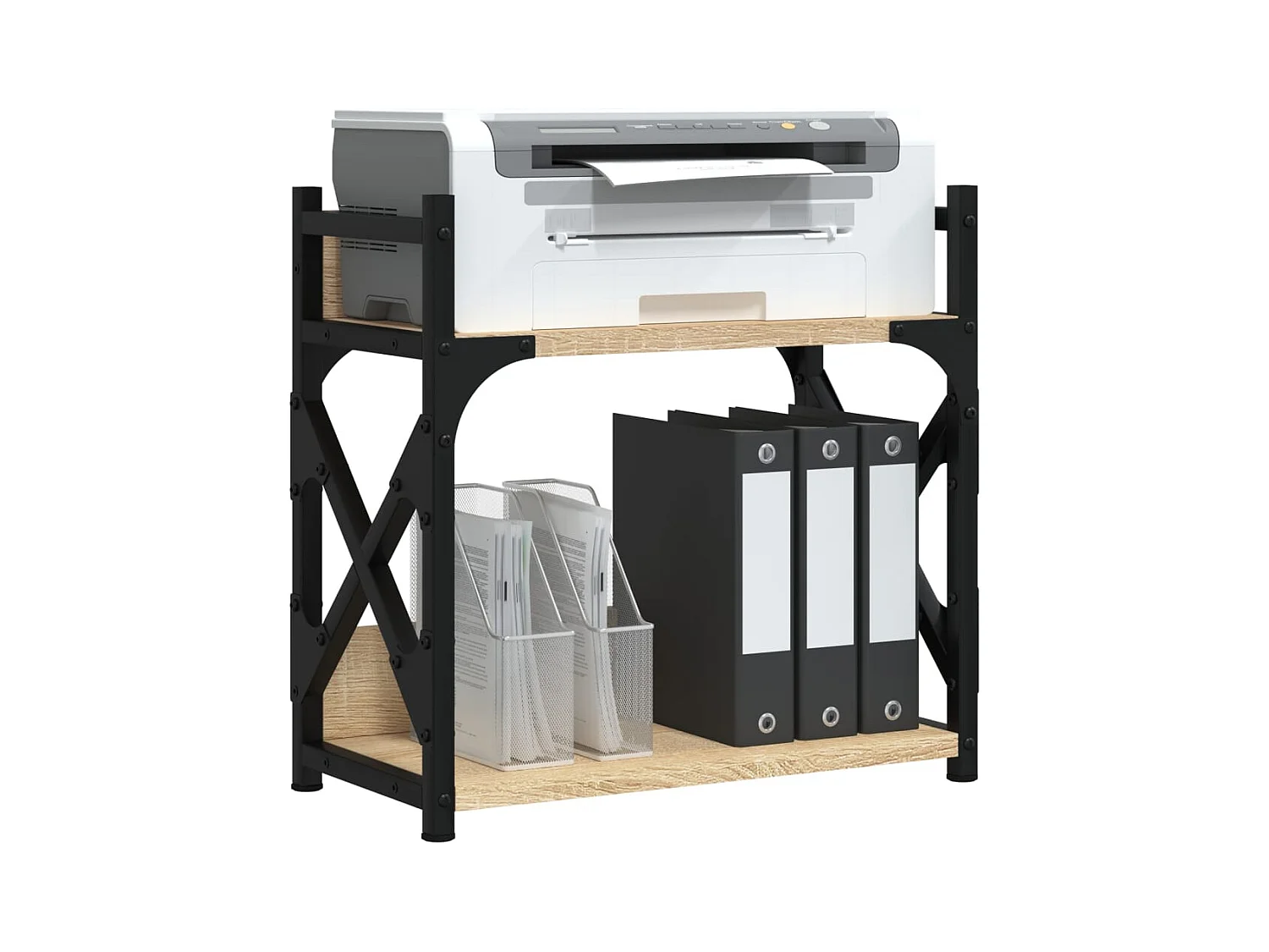 Prolenta Premium -  Support d'imprimante à 2 niveaux chêne sonoma 40x20x40 cm