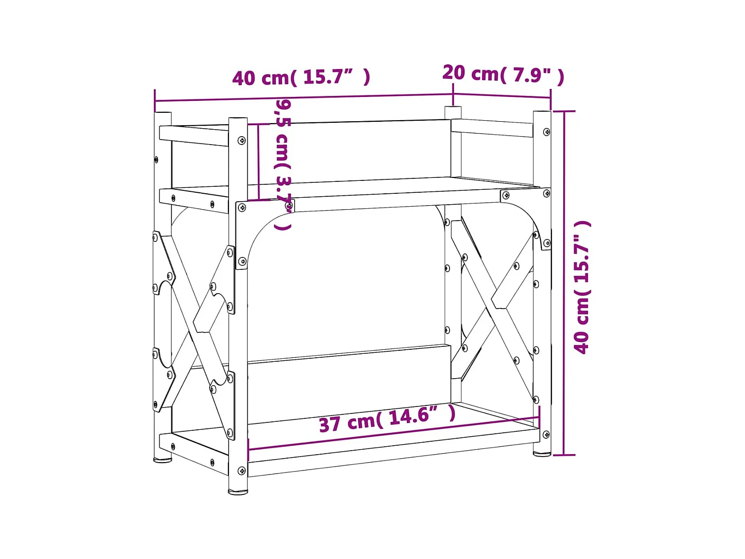 Prolenta Premium -  Support d'imprimante à 2 niveaux chêne sonoma 40x20x40 cm