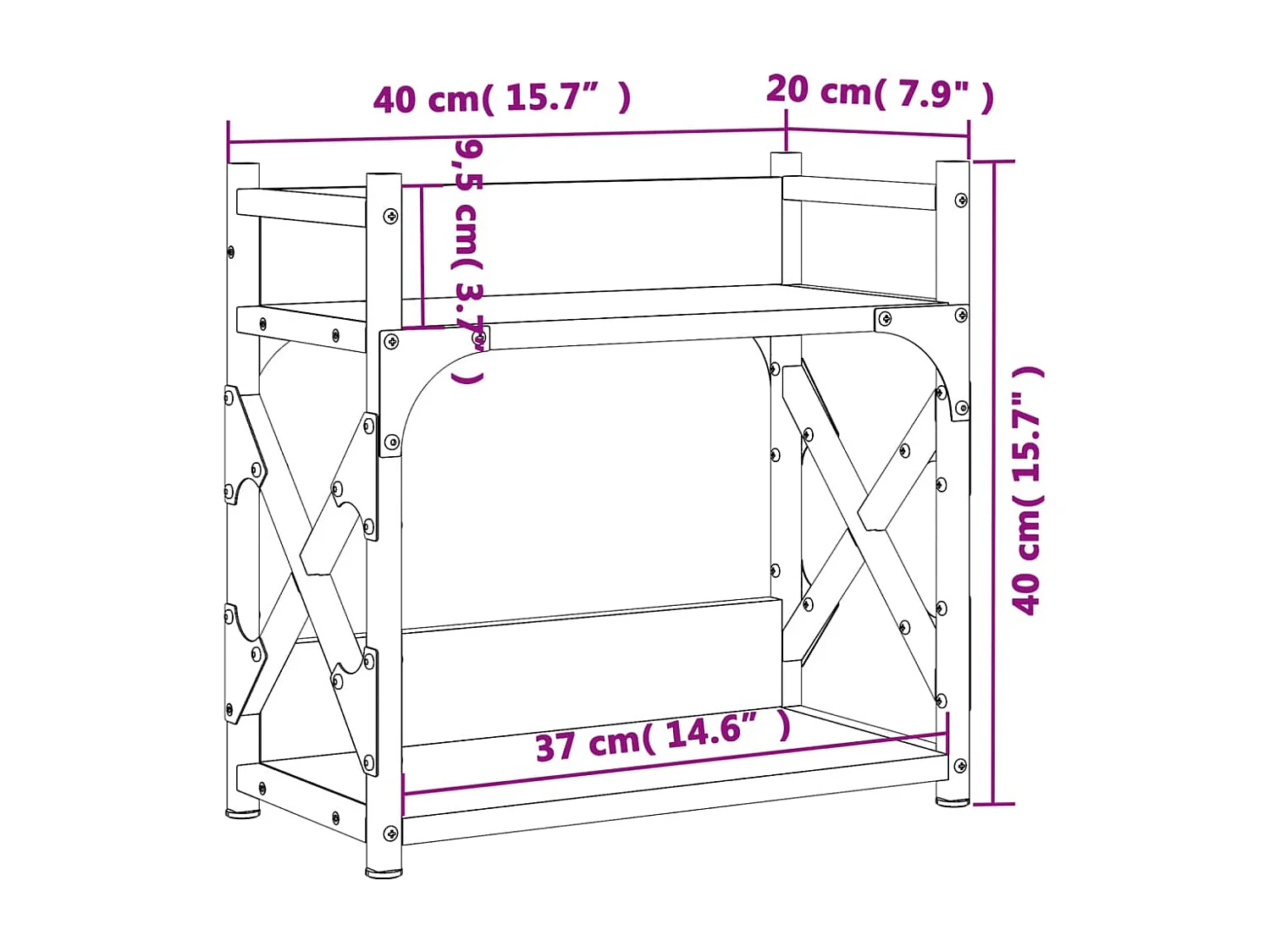 Prolenta Premium -  Printerstandaard 2-laags 40x20x40 cm bewerkt hout sonoma eiken