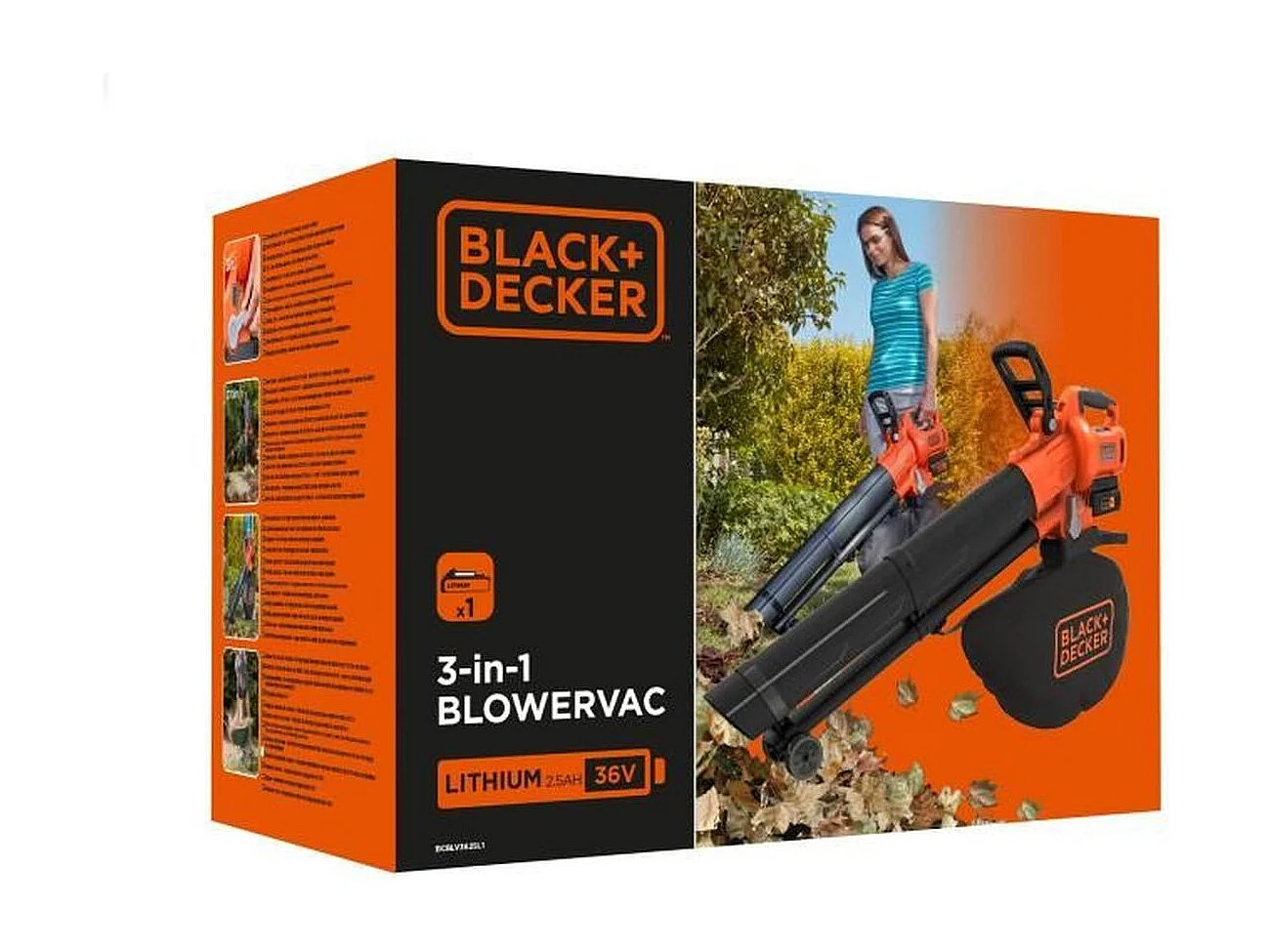 Aspirateur-souffleur-broyeur BLACK+DECKER 36V - Avec batterie et chargeur - Sac 45L