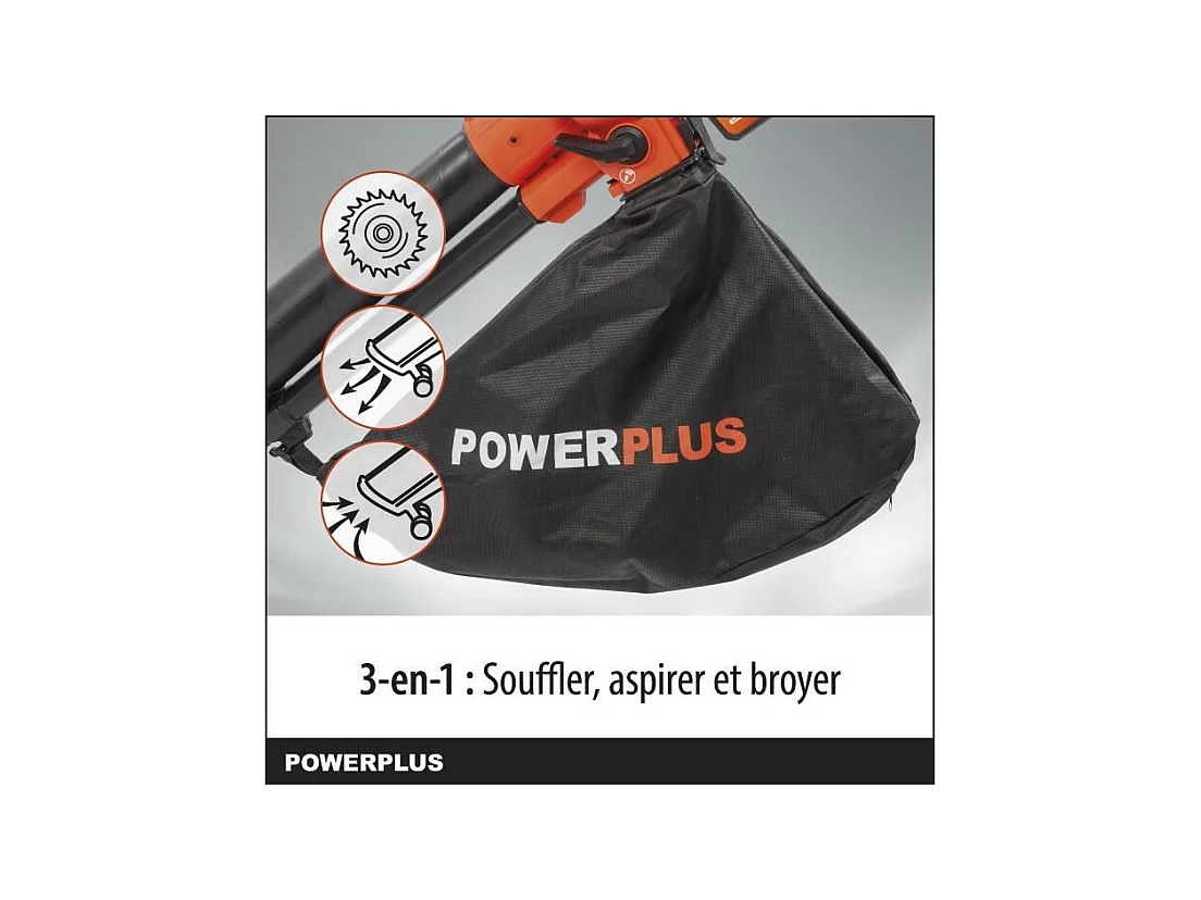 Aspirateur souffleur broyeur a batterie 40V POWDPG75270 - moteur brushless - Livré sans batterie ni chargeur