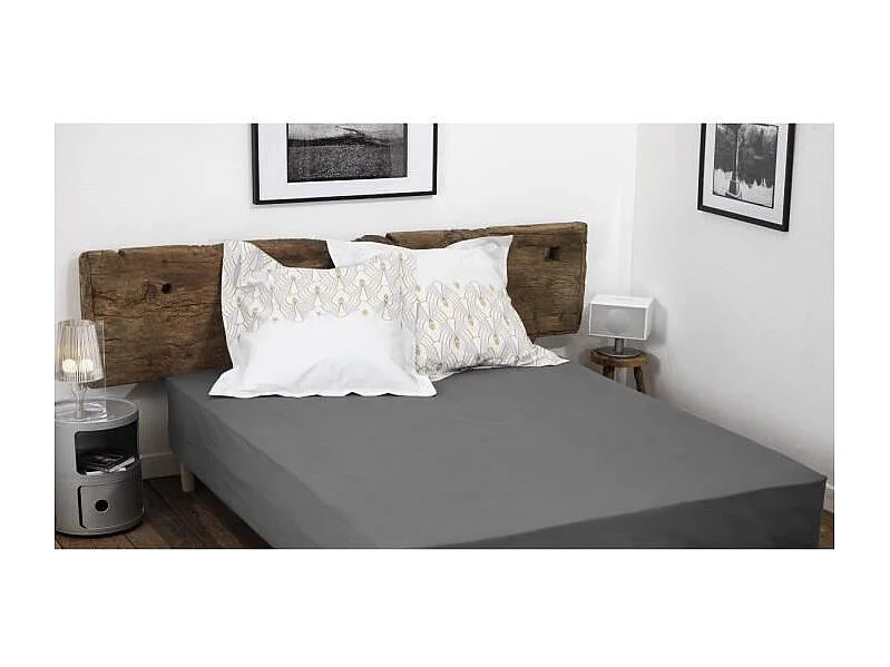 Spannbettlaken Uni 100% Baumwolle Dunkelgrau 140x190 cm - Steghöhe 25cm