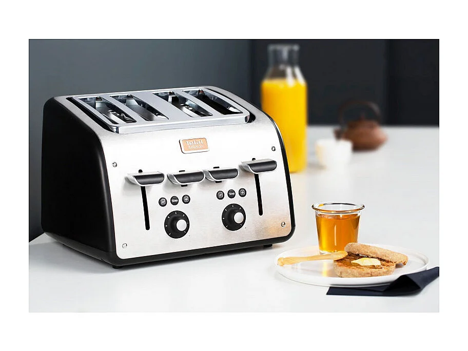 Tefal TT 770811 Roestvrijstalen Broodrooster met Annulerings-, Ontdooi- en Opwarmfuncties - 4 Extra Brede Sleuven
