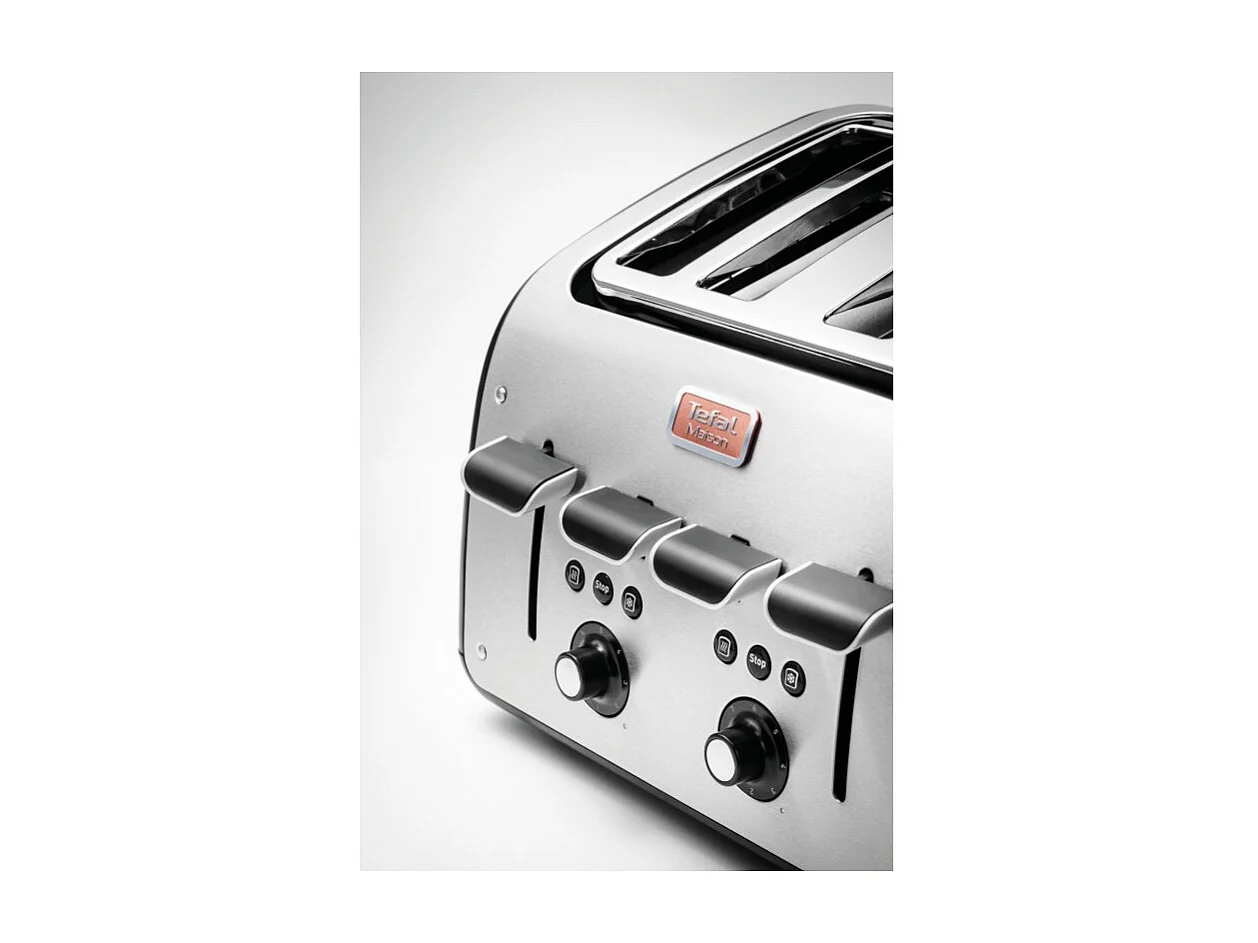 Tefal TT 770811 Roestvrijstalen Broodrooster met Annulerings-, Ontdooi- en Opwarmfuncties - 4 Extra Brede Sleuven