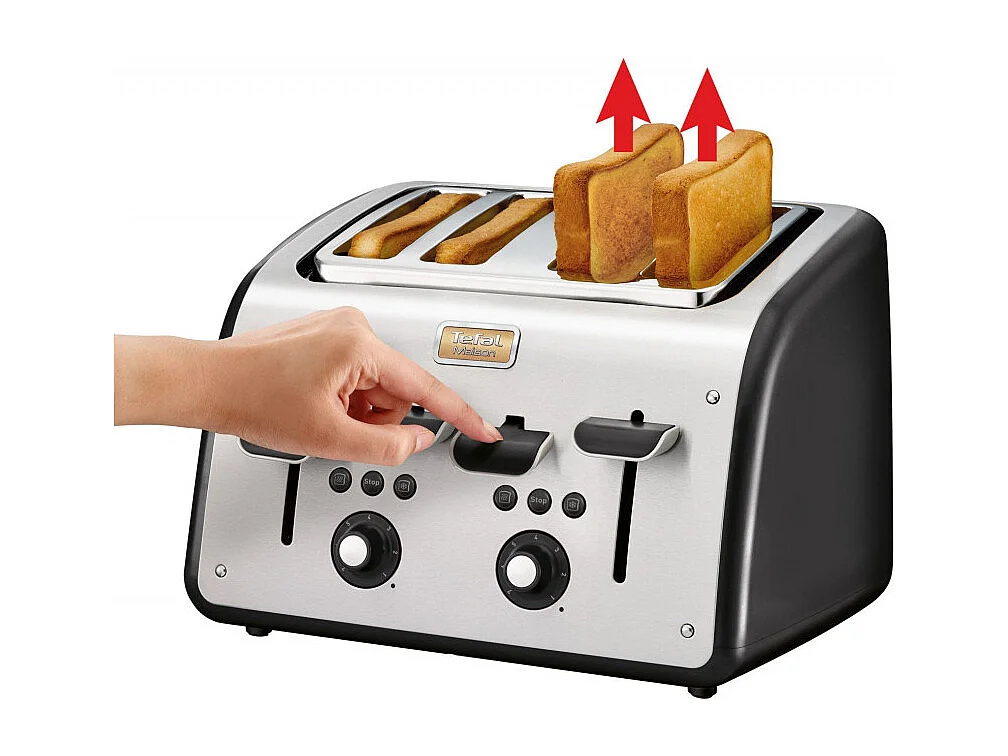 Tefal TT 770811 Roestvrijstalen Broodrooster met Annulerings-, Ontdooi- en Opwarmfuncties - 4 Extra Brede Sleuven