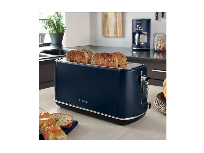 GRILLE PAIN 1550W 2 TRANCHES RAMASSE MIETTE 6TH° DESIGN NEW MOOM BLEU N TERRAILLON - 15438