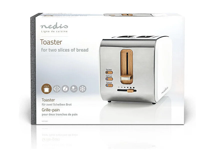 Grille-Pain, 2 Fentes Larges, Doux au Toucher, Blanc