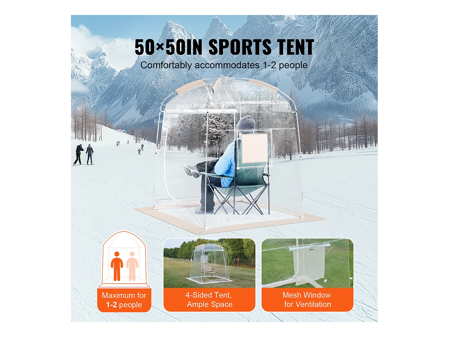 Tente de Sport SucceBuy Abri Instantané Résistant aux Intempéries Bulle Transparente 1 Personne, Idéal pour Camping et Randonnée en Plein Air