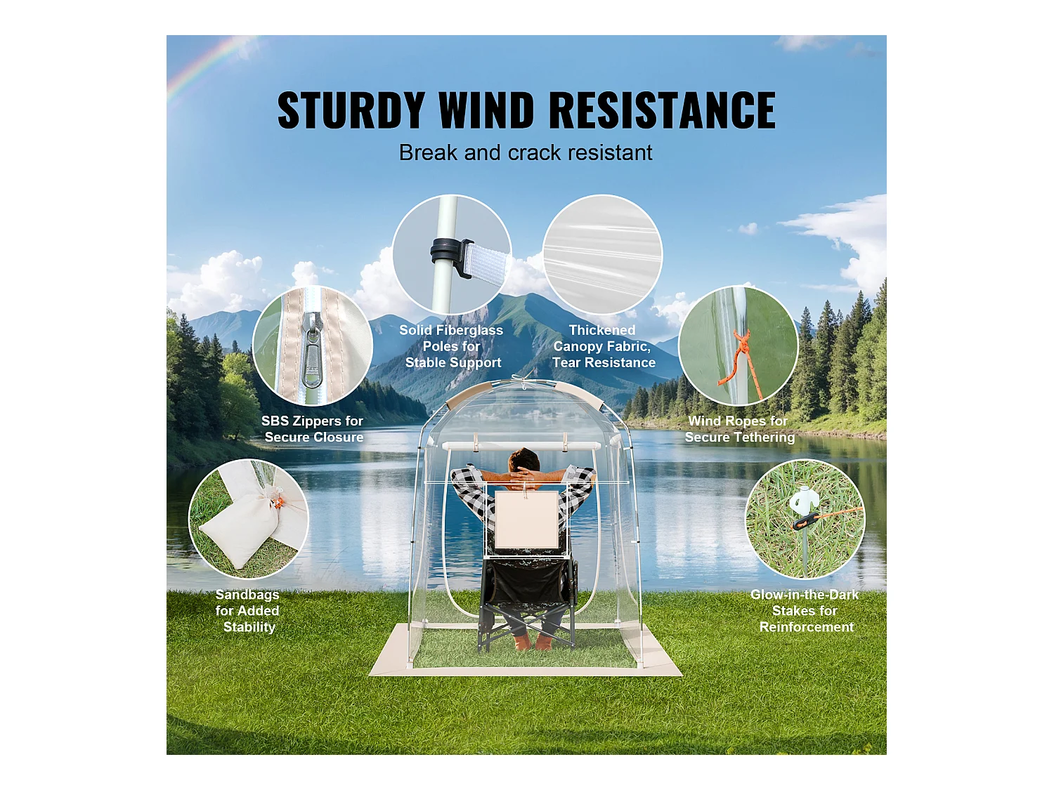 Tente de Sport SucceBuy Abri Instantané Résistant aux Intempéries Bulle Transparente 1 Personne, Idéal pour Camping et Randonnée en Plein Air