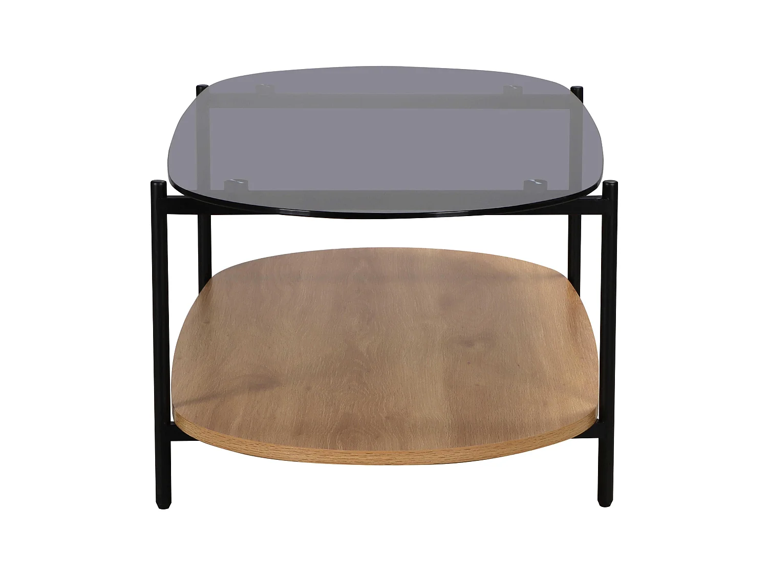 Table basse moderne ovale L 120 cm en verre bois clair