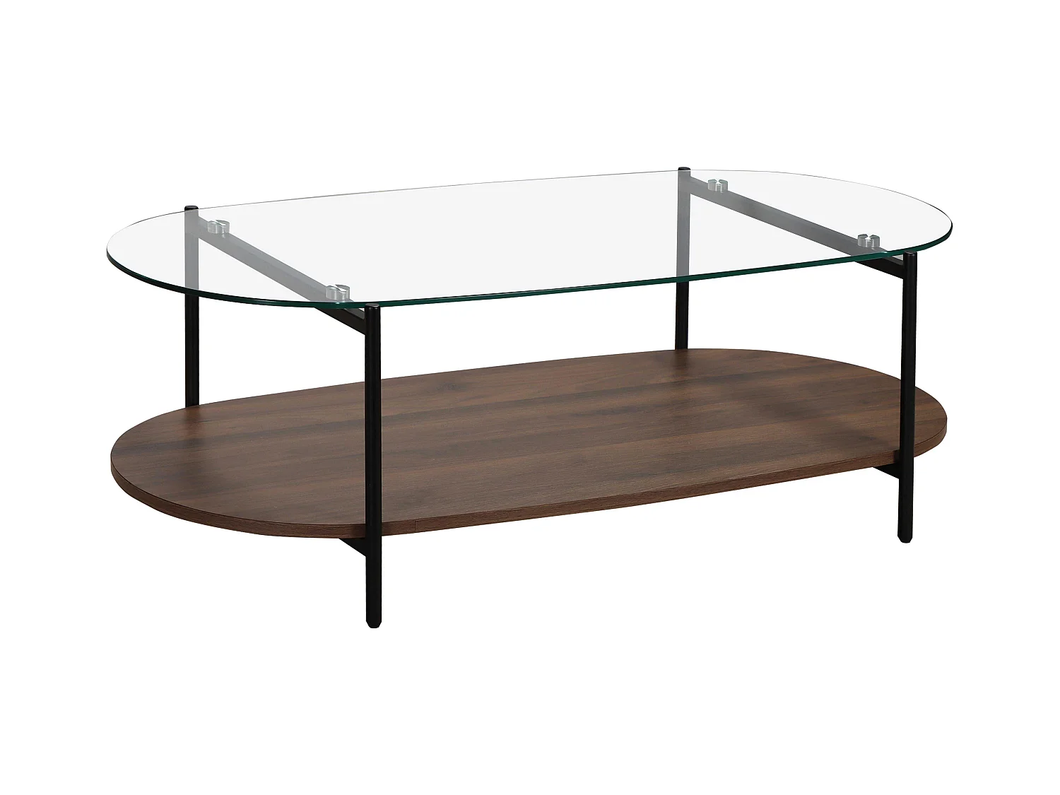 Table basse moderne ovale L 120 cm en verre transparent