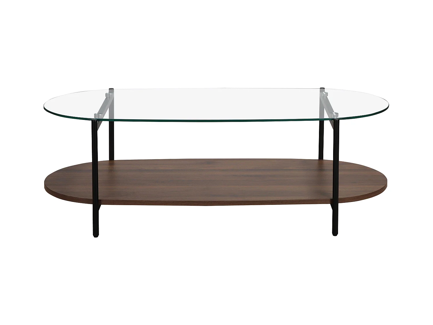 Table basse moderne ovale L 120 cm en verre transparent