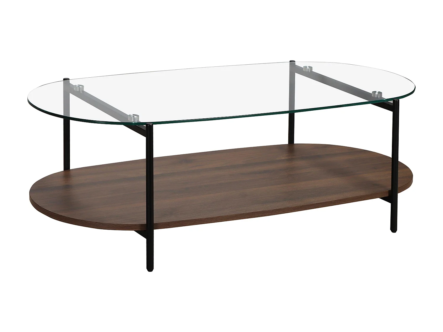 Table basse moderne ovale L 120 cm en verre transparent