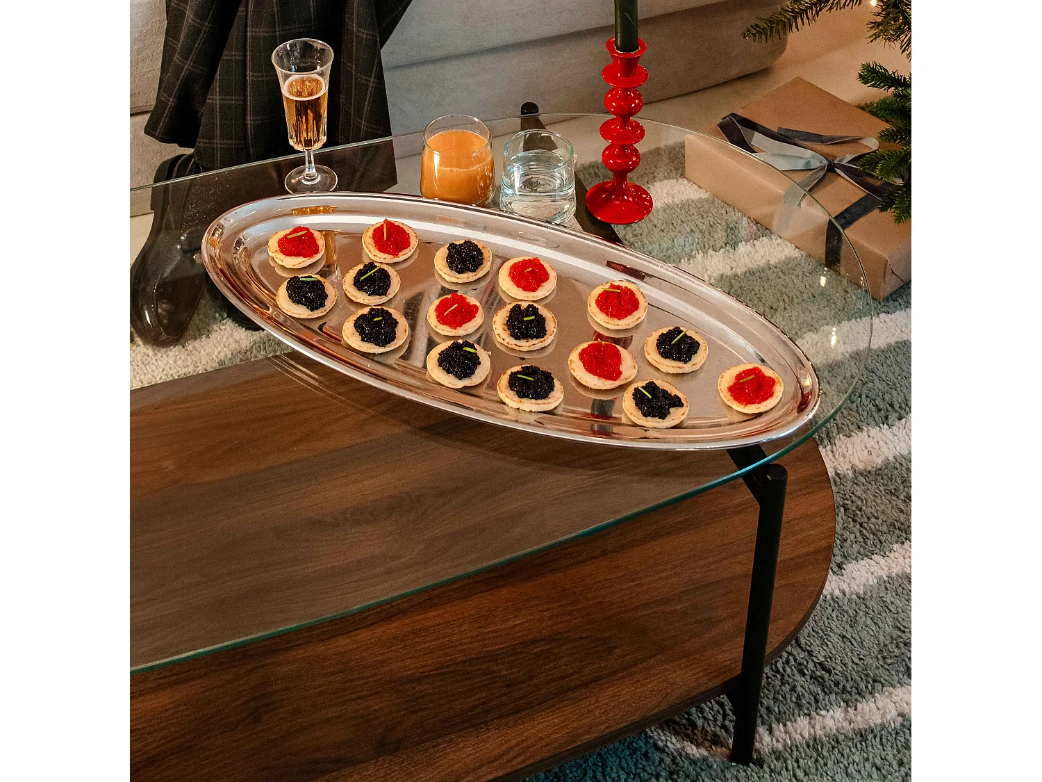 Table basse moderne ovale L 120 cm en verre transparent