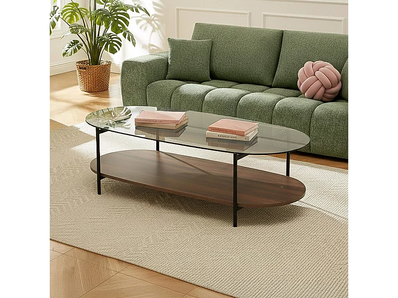 Moderne ovale salontafel L 120 cm in transparant glas