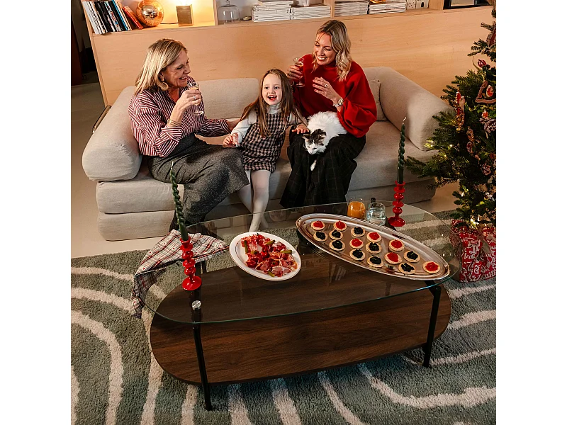 Table basse moderne ovale L 120 cm en verre transparent