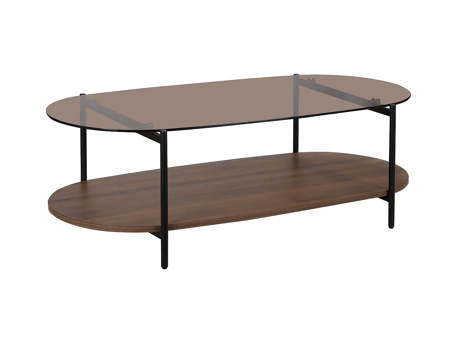 Table basse moderne ovale L 120 cm en verre marron