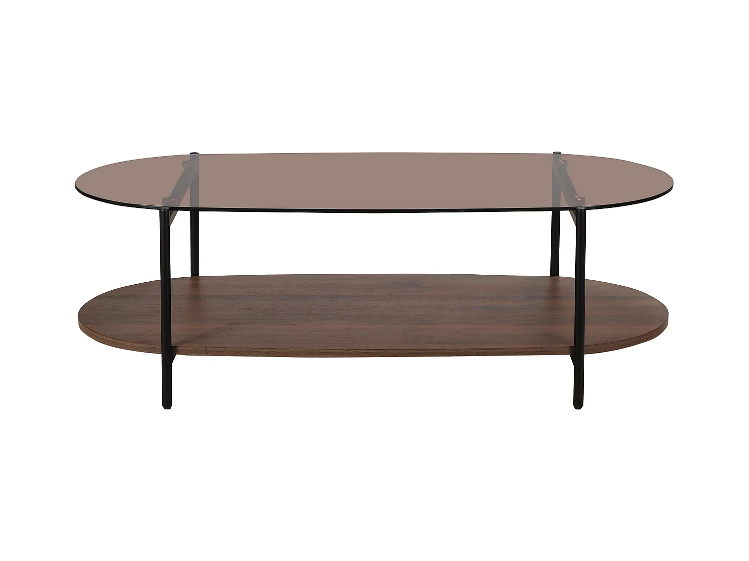 Table basse moderne ovale L 120 cm en verre marron
