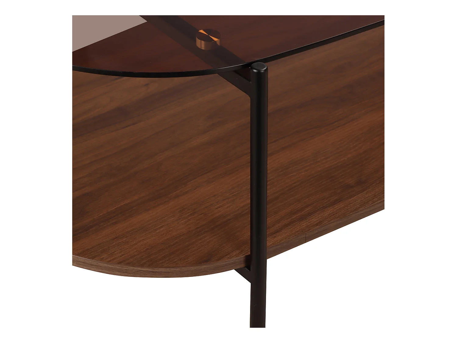 Table basse moderne ovale L 120 cm en verre marron