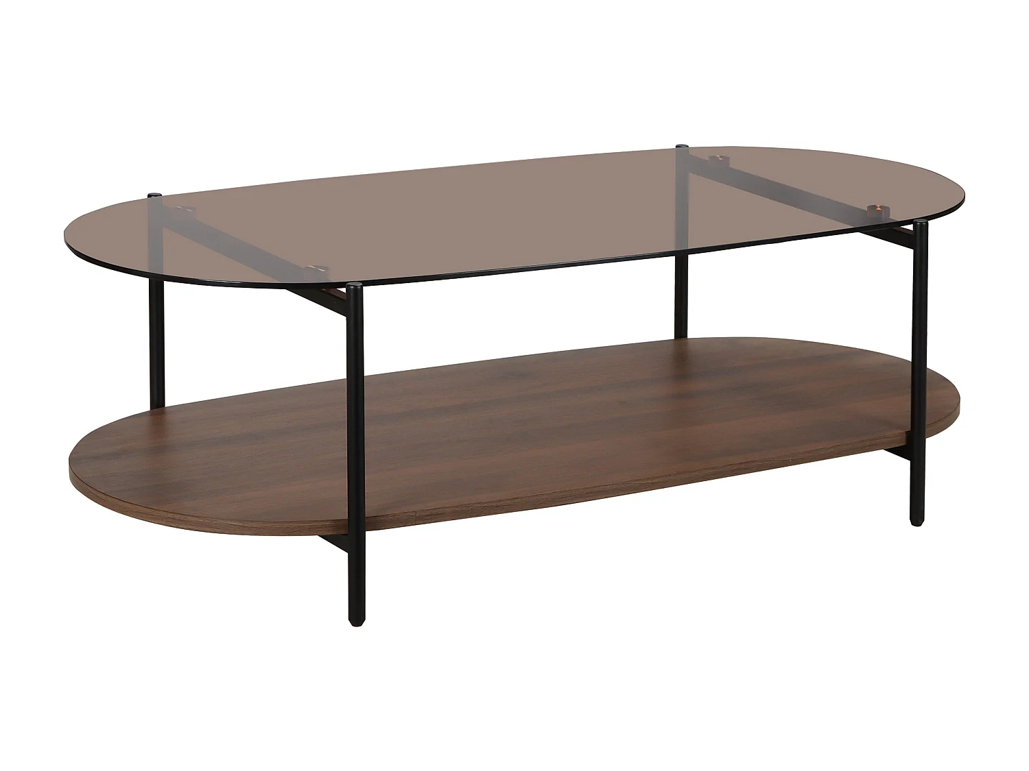 Table basse moderne ovale L 120 cm en verre marron