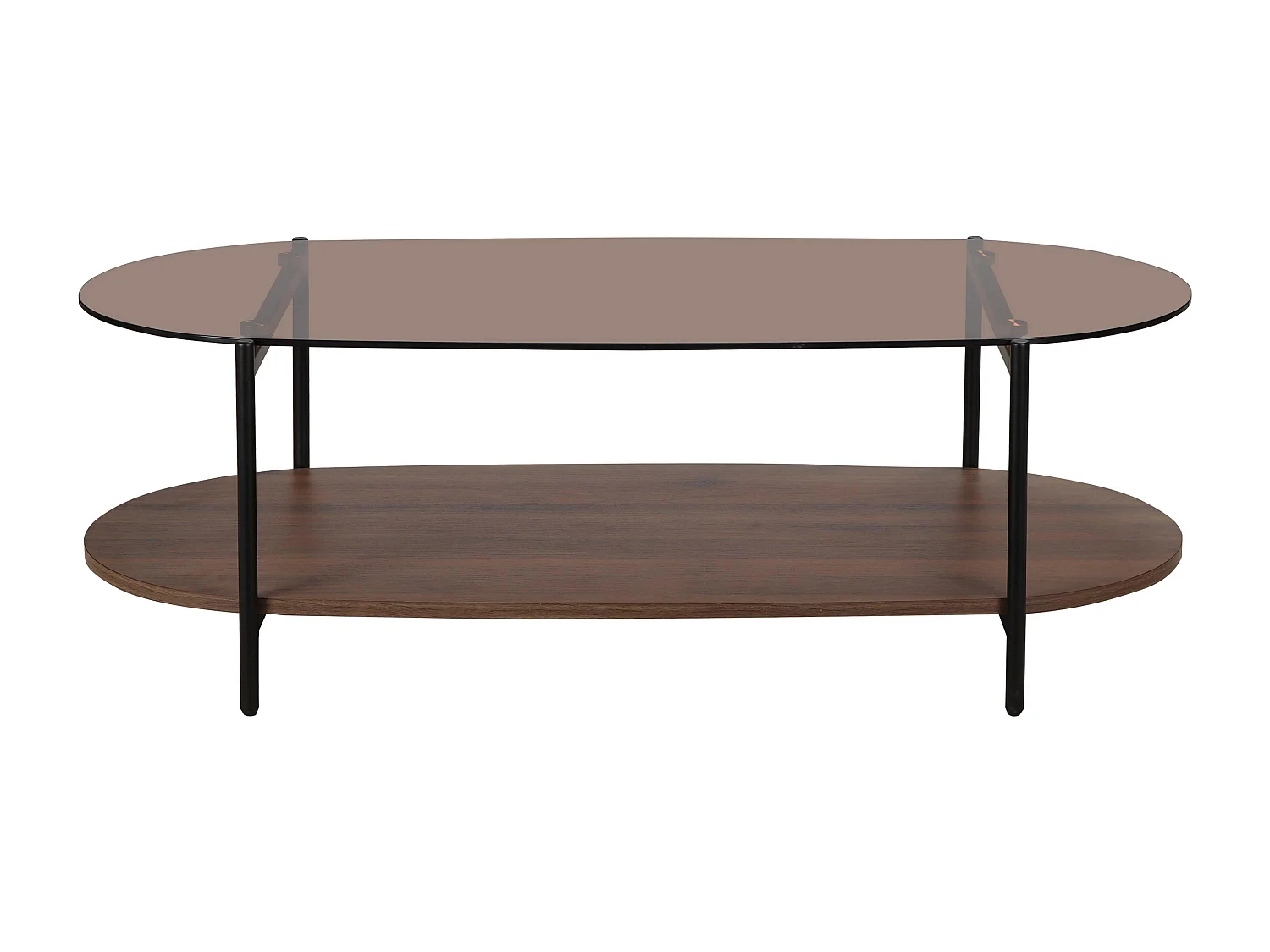 Table basse moderne ovale L 120 cm en verre marron