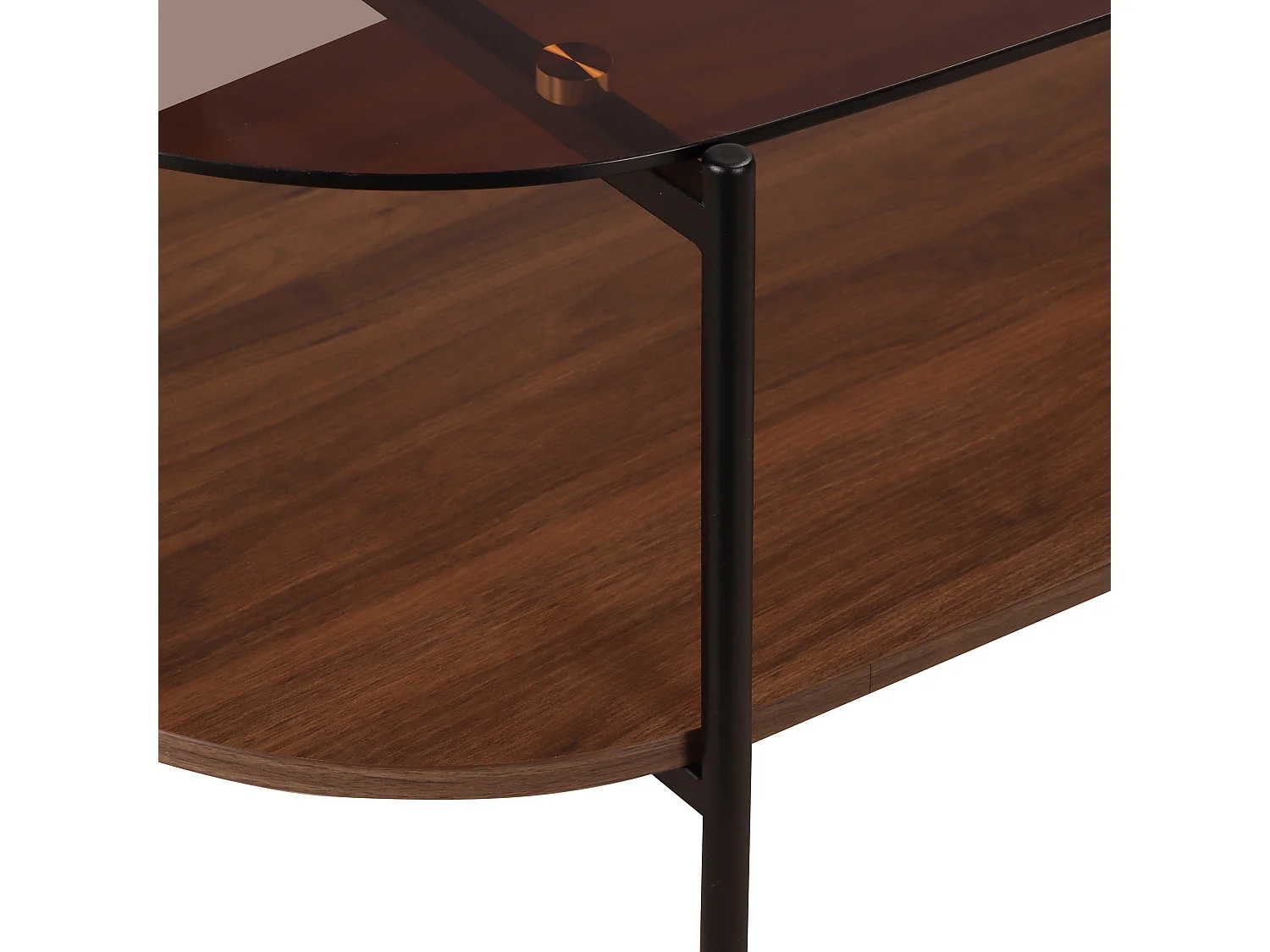 Table basse moderne ovale L 120 cm en verre marron