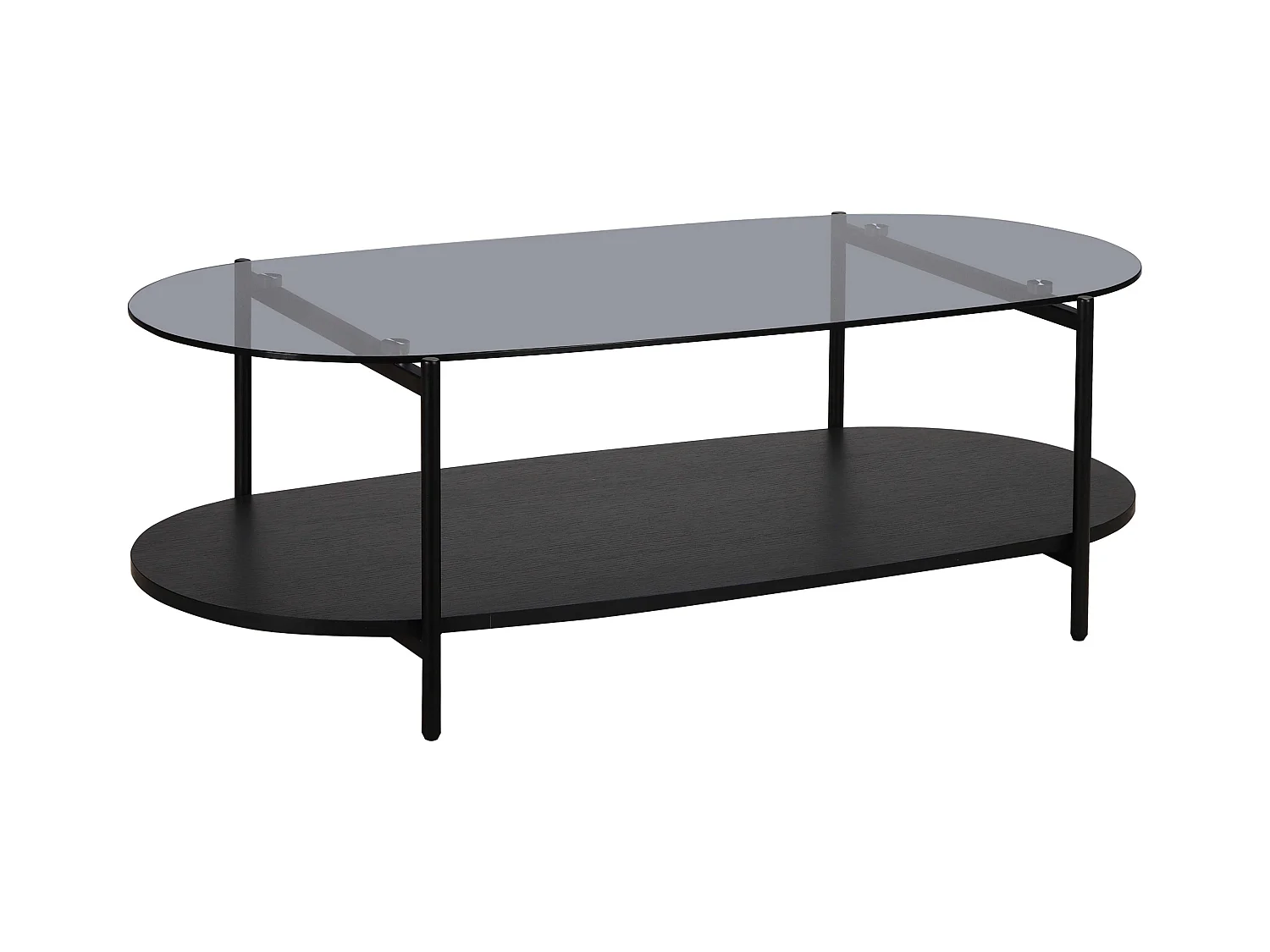 Table basse moderne ovale L 120 cm en verre bois noir
