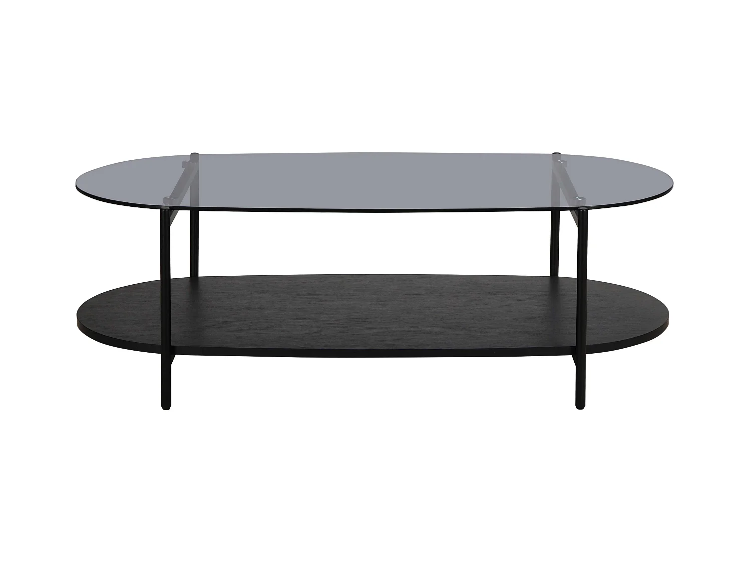 Table basse moderne ovale L 120 cm en verre bois noir