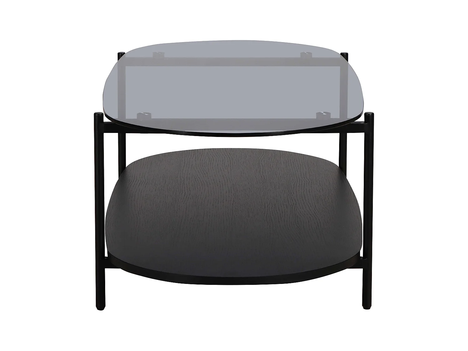 Table basse moderne ovale L 120 cm en verre bois noir