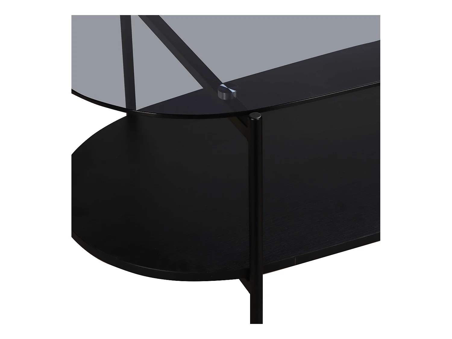 Table basse moderne ovale L 120 cm en verre bois noir