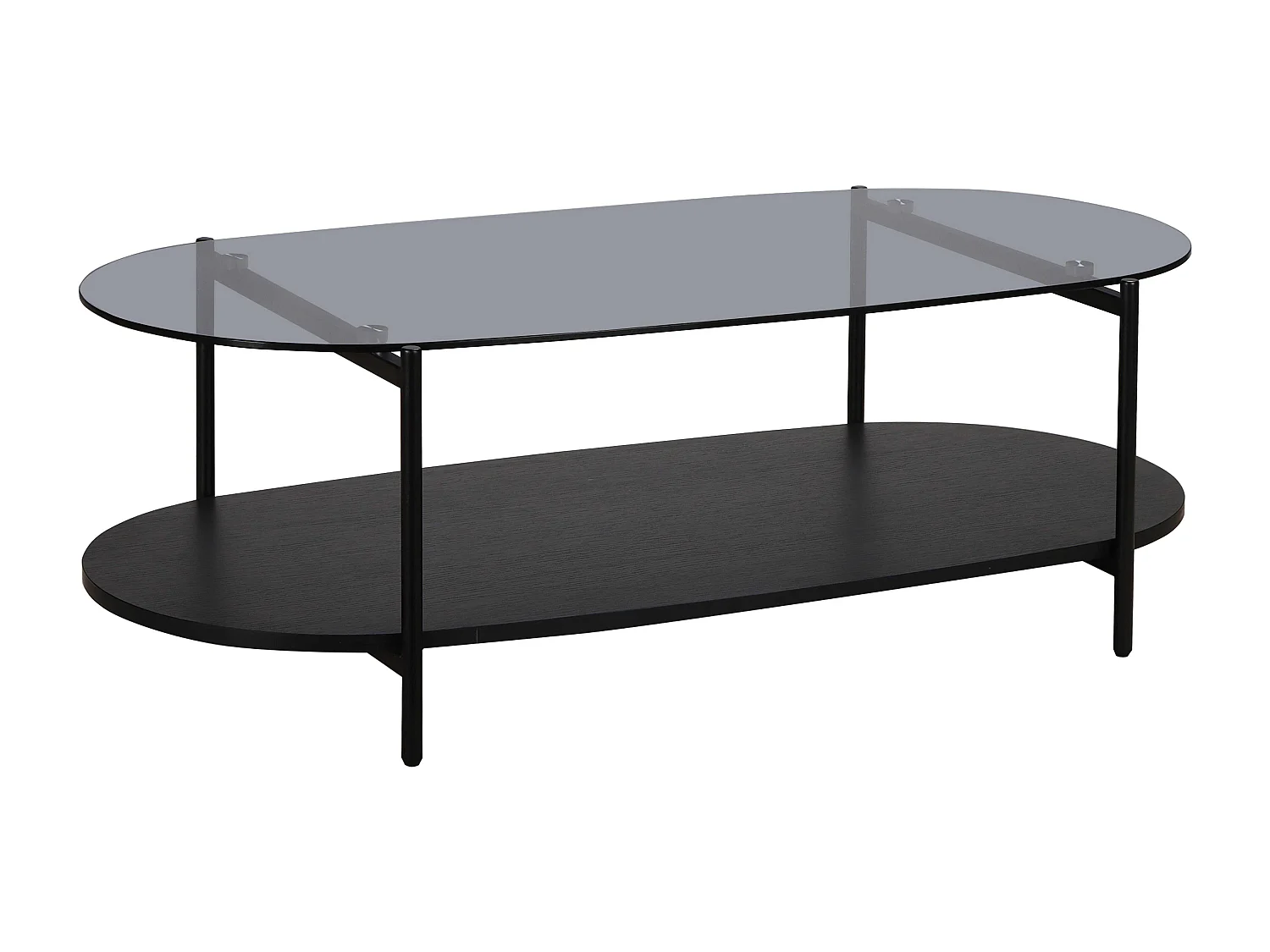 Table basse moderne ovale L 120 cm en verre bois noir