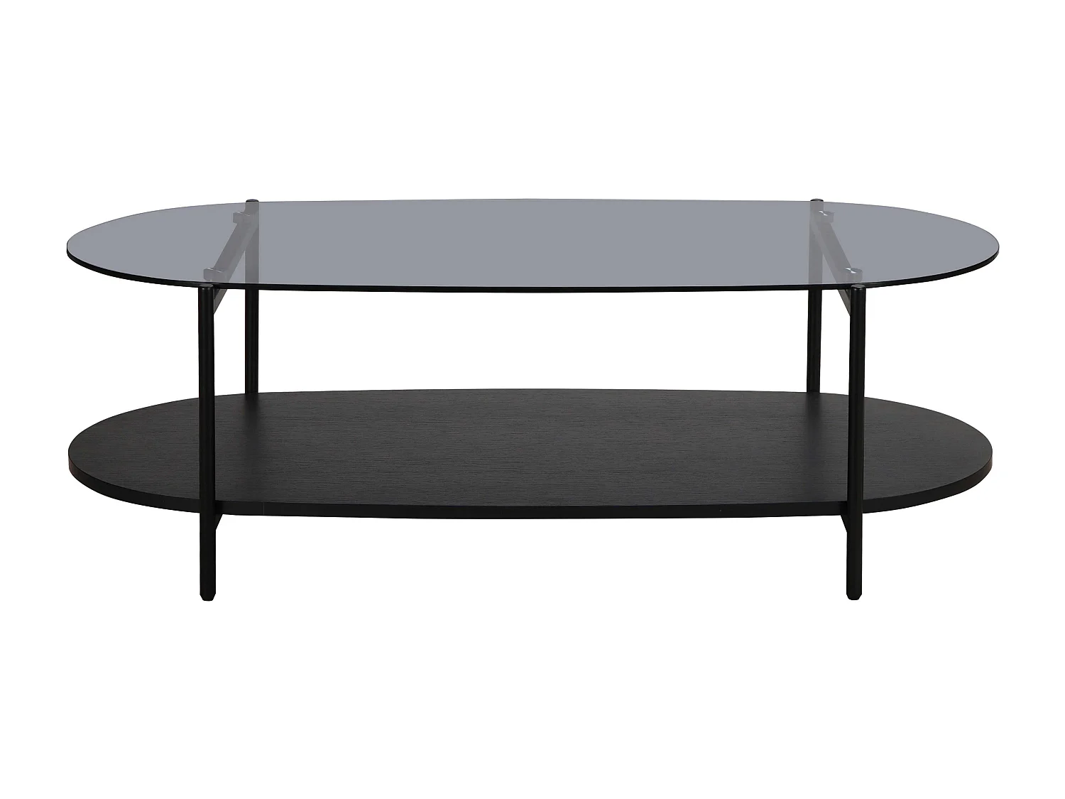 Table basse moderne ovale L 120 cm en verre bois noir