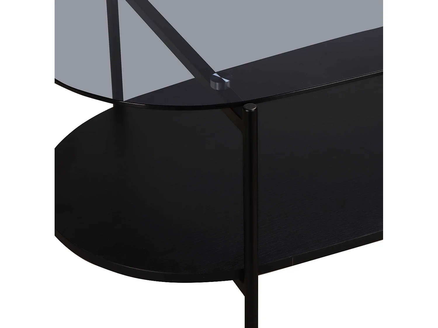 Table basse moderne ovale L 120 cm en verre bois noir