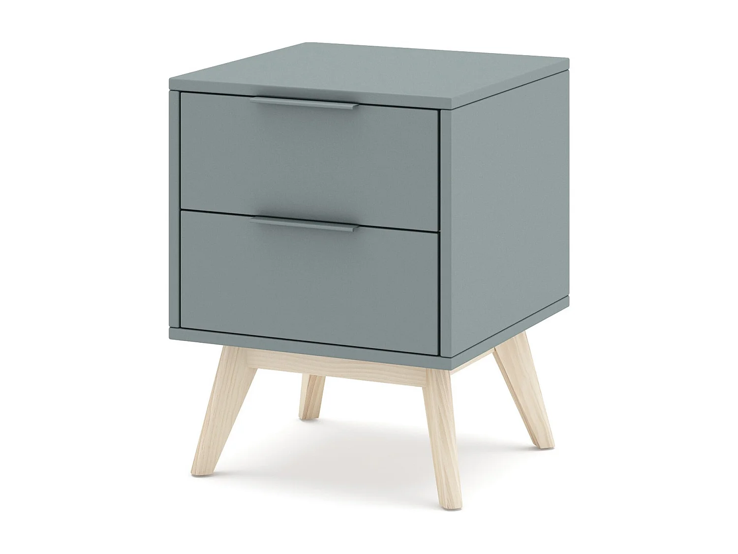 Table de chevet 2 tiroirs en bois vert kaki - Piera