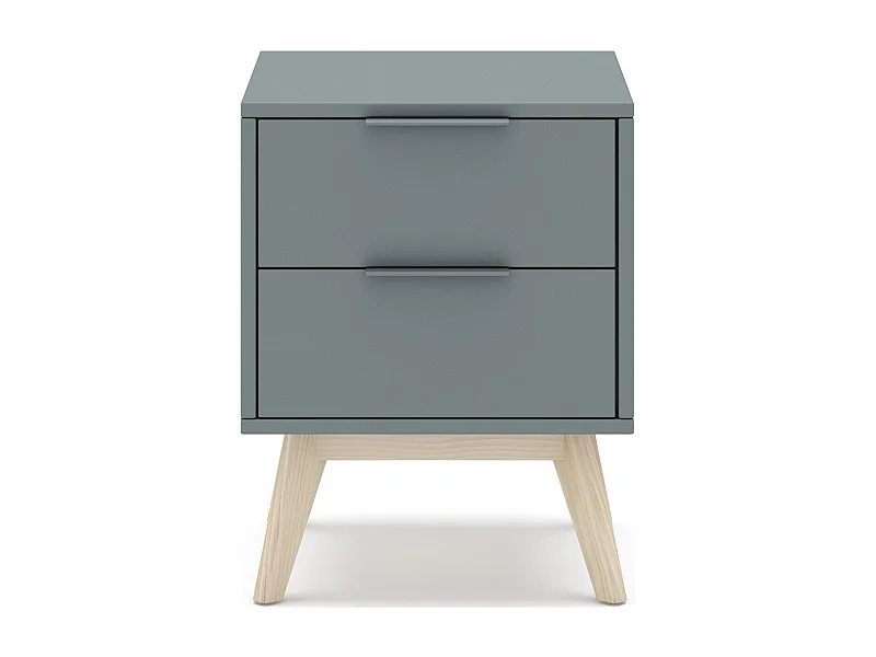 Table de chevet 2 tiroirs en bois vert kaki - Piera