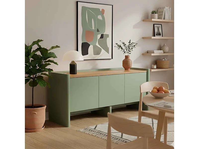 Effen retro tv-meubel rechthoekig L120 cm groen