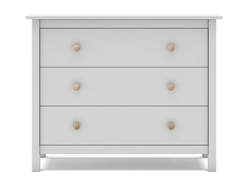 Commode enfant 3 tiroirs en bois massif blanc 100 cm - Melvin