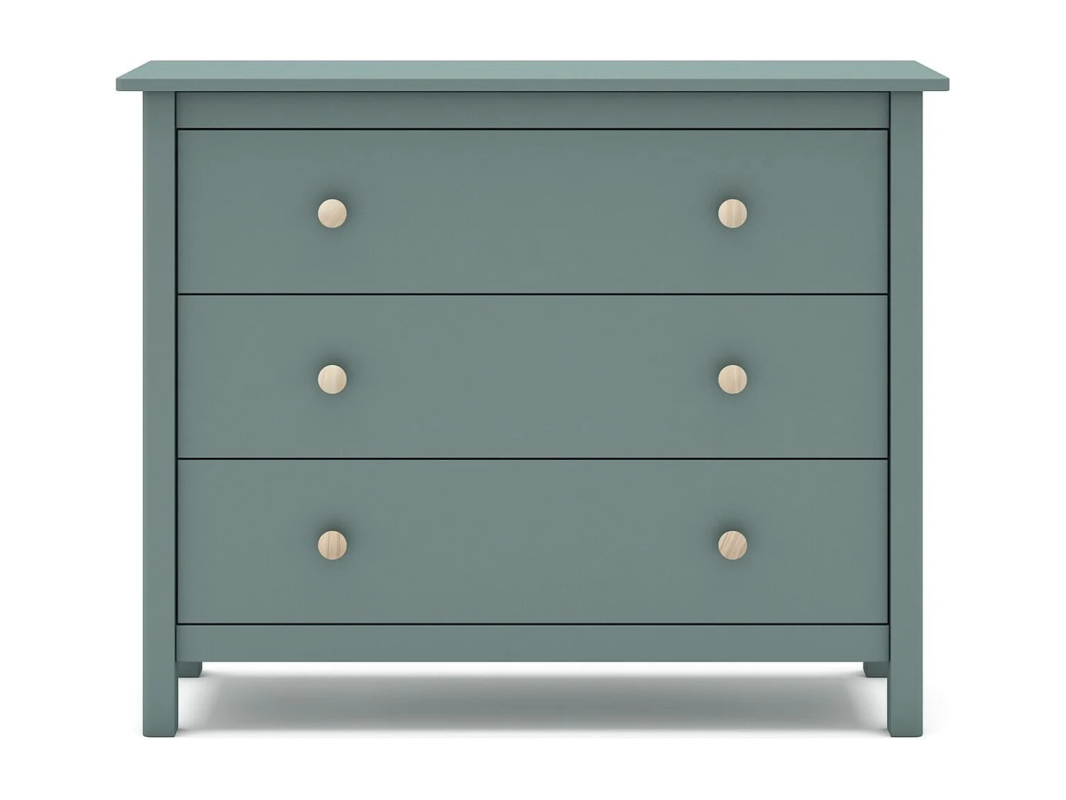 Commode enfant 3 tiroirs en bois massif vert pétrole 100 - Melvin