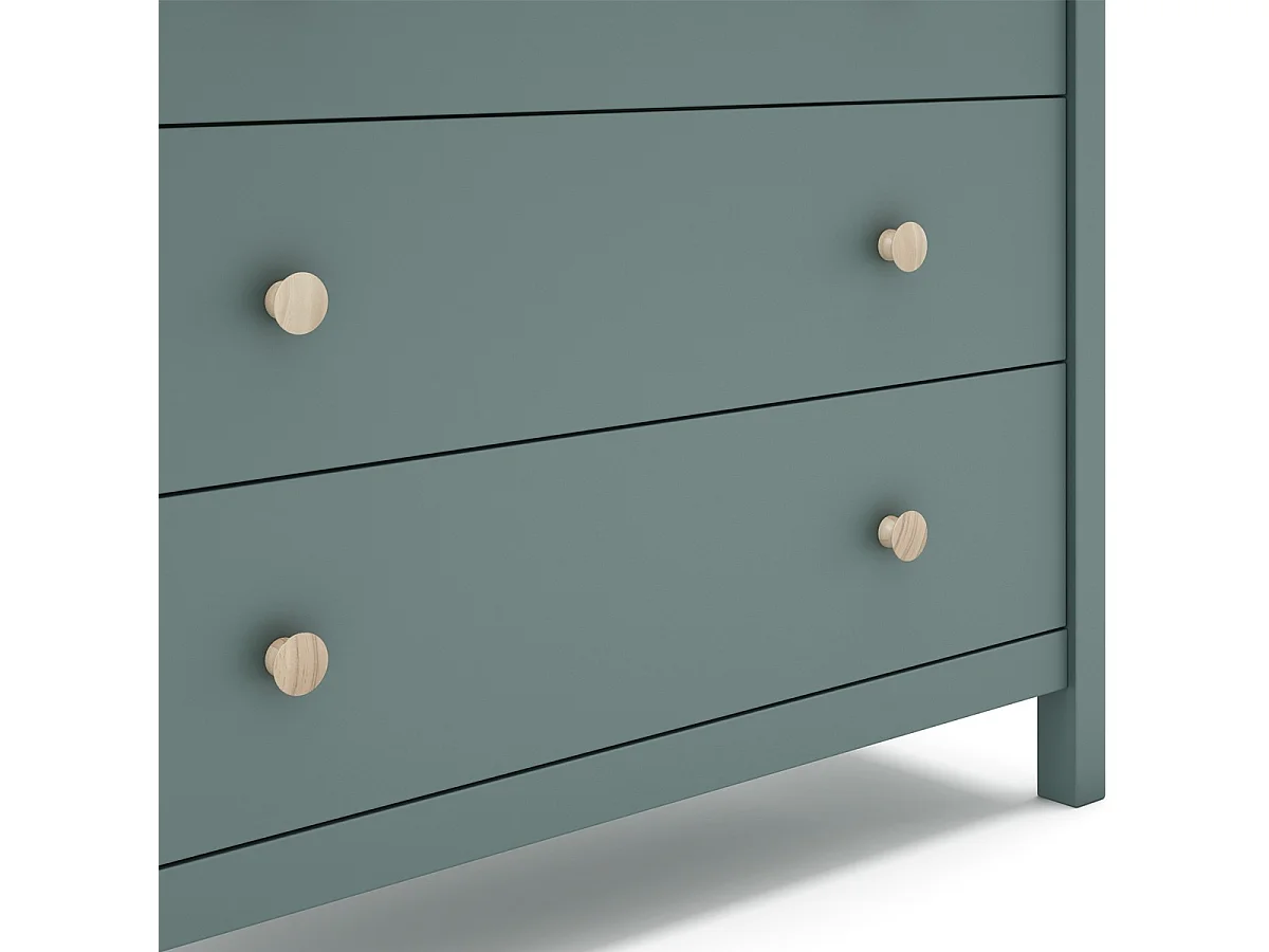 Commode enfant 3 tiroirs en bois massif vert pétrole 100 - Melvin