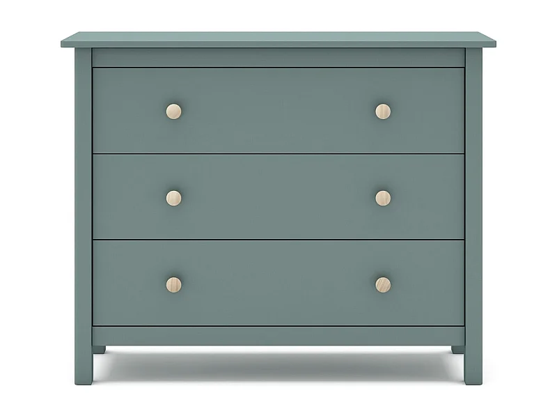 Commode enfant 3 tiroirs en bois massif vert pétrole 100 - Melvin