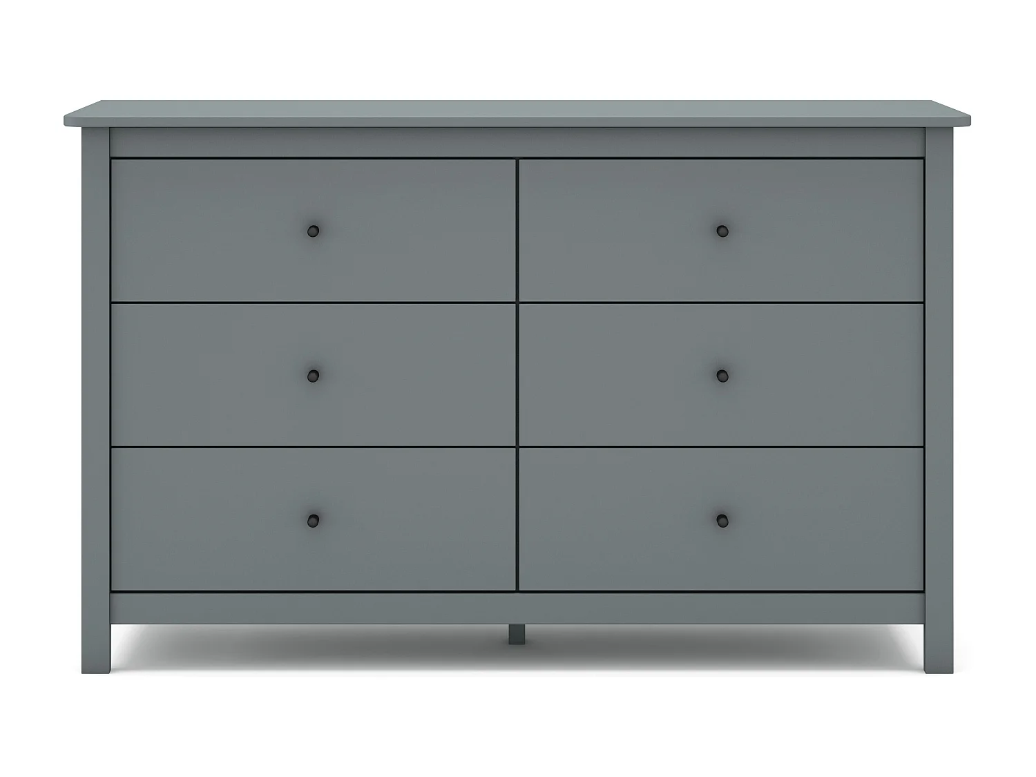 Commode 6 tiroirs en bois massif vert kaki 130 cm - Macha