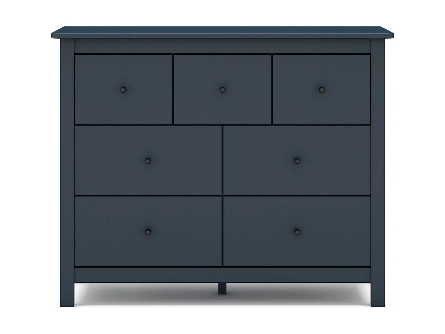 Commode 7 tiroirs en bois massif bleu foncé 110 cm - Macha