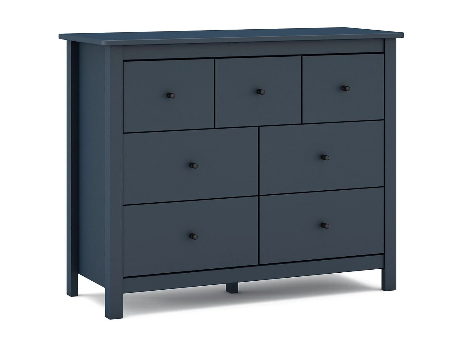 Commode 7 tiroirs en bois massif bleu foncé 110 cm - Macha