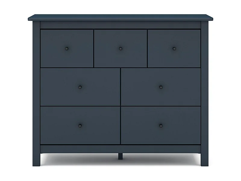Commode 7 tiroirs en bois massif bleu foncé 110 cm - Macha